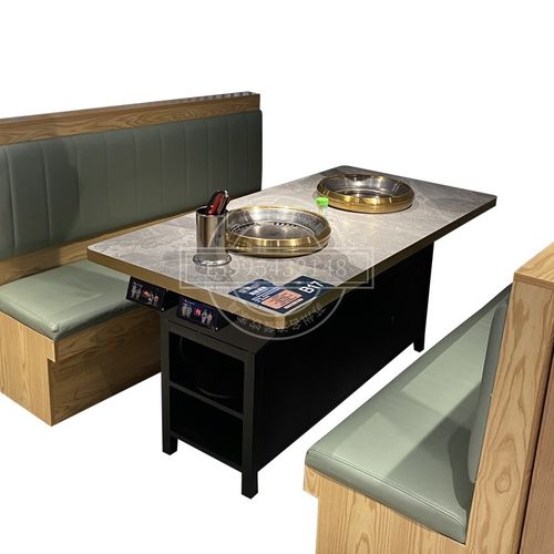 无烟烧烤桌子净化器设p备商用餐厅烤肉店自助烤涮一体火锅桌椅组