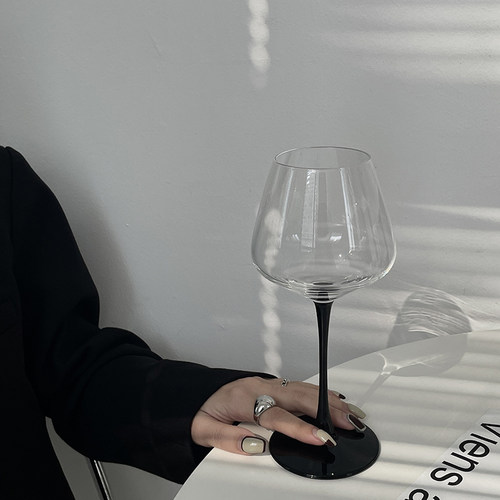 复古勃艮第黑领结l红酒杯红杆高脚杯欧式创意水晶玻璃葡萄酒杯家