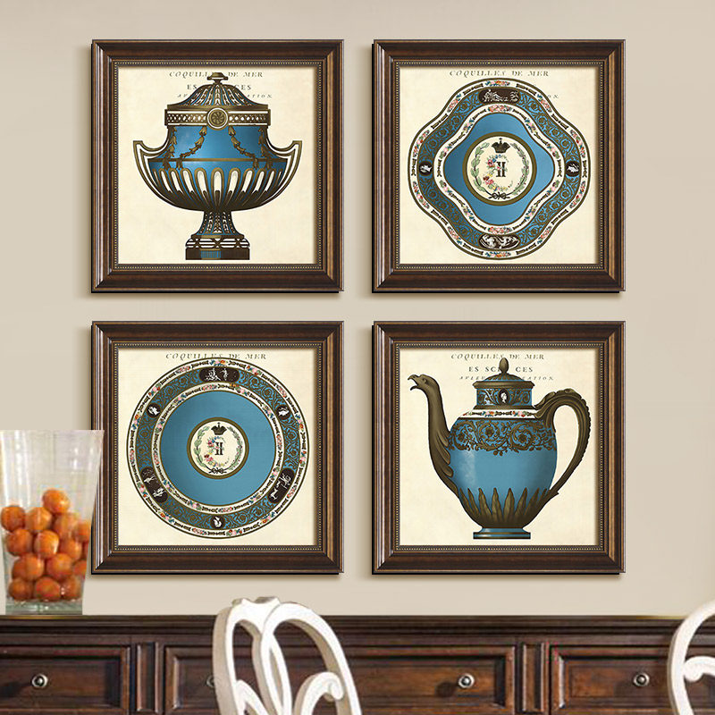 美式复古客厅古典装饰画餐厅x壁画卧室过道玄关柜组合画肌理挂画