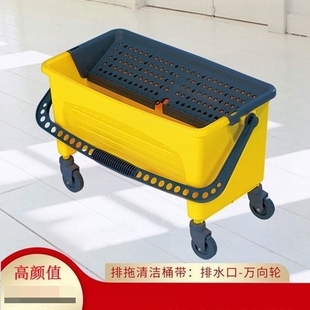 长方形拖把桶榨水车家用除尘拖把清洁车单桶J排拖挤水器墩布挤压
