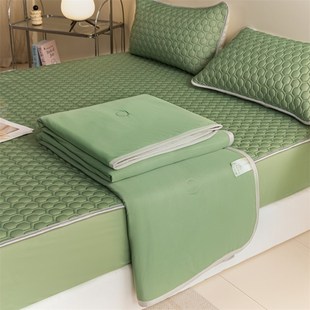 纯色乳胶凉席夏i凉被四件套床笠款夏季冰丝席子空调被夏被可机水