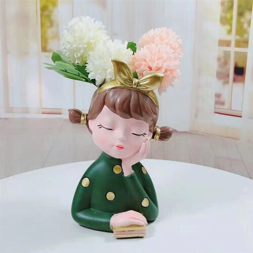 多肉花盆人物少女心艺术盆栽摆件可爱F创意插仿真花大花瓶欧式ins