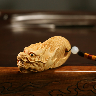 黄杨木雕鱼化龙手把件p实木男女随身盘玩把玩家居饰品收藏汽车挂