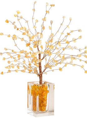 入门玄关水晶树发财树摆件轻奢高A档客厅酒柜电视机柜办公室装饰