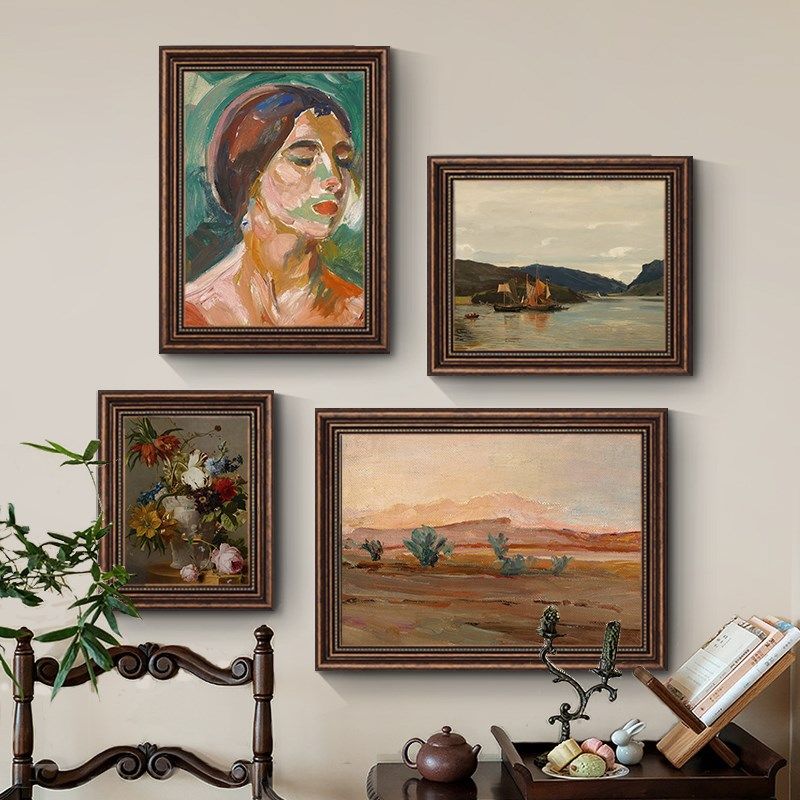 觅一处宁静e】法式客厅组合装饰画小众复古卧室挂画轻奢风餐厅壁,家居饰品,现代装饰画,淘宝优惠券,粉丝福利购,淘宝优惠卷