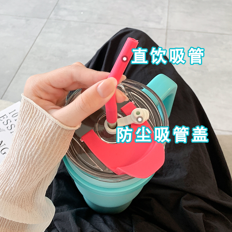 304不锈钢冰霸杯带吸管大容量保温水杯新款K2023男女学生保冷杯子