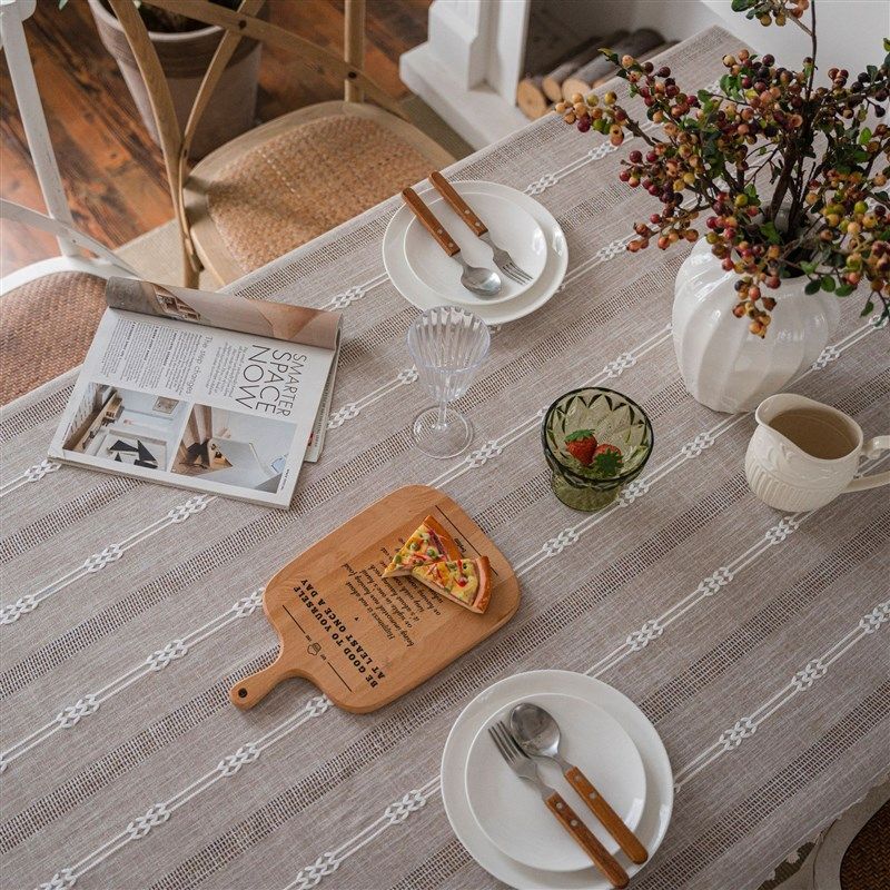 美式乡村复古桌布咖色绣花条纹镂空餐桌桌布P盖巾长方形茶几台布,居家布艺,桌布,淘宝优惠券,粉丝福利购,淘宝优惠卷