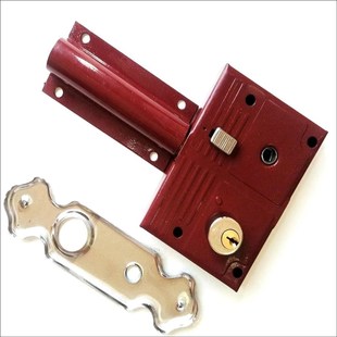 208大门锁齿条锁铁门老式v双开门老式农村防盗锁庭院门锁红色老款