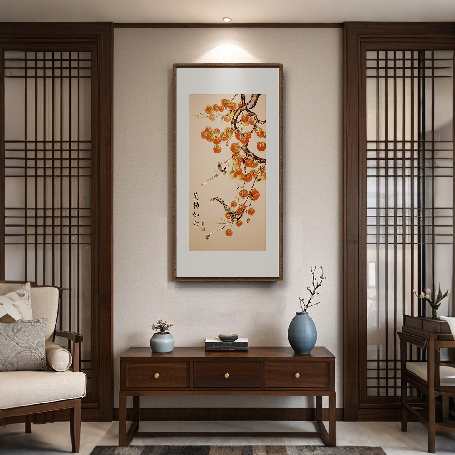 《喜柿盈门》柿子柿柿如意铜雕装饰画书房玄关入户门背景墙挂画,家居饰品,铜雕画,淘宝优惠券,粉丝福利购,淘宝优惠卷