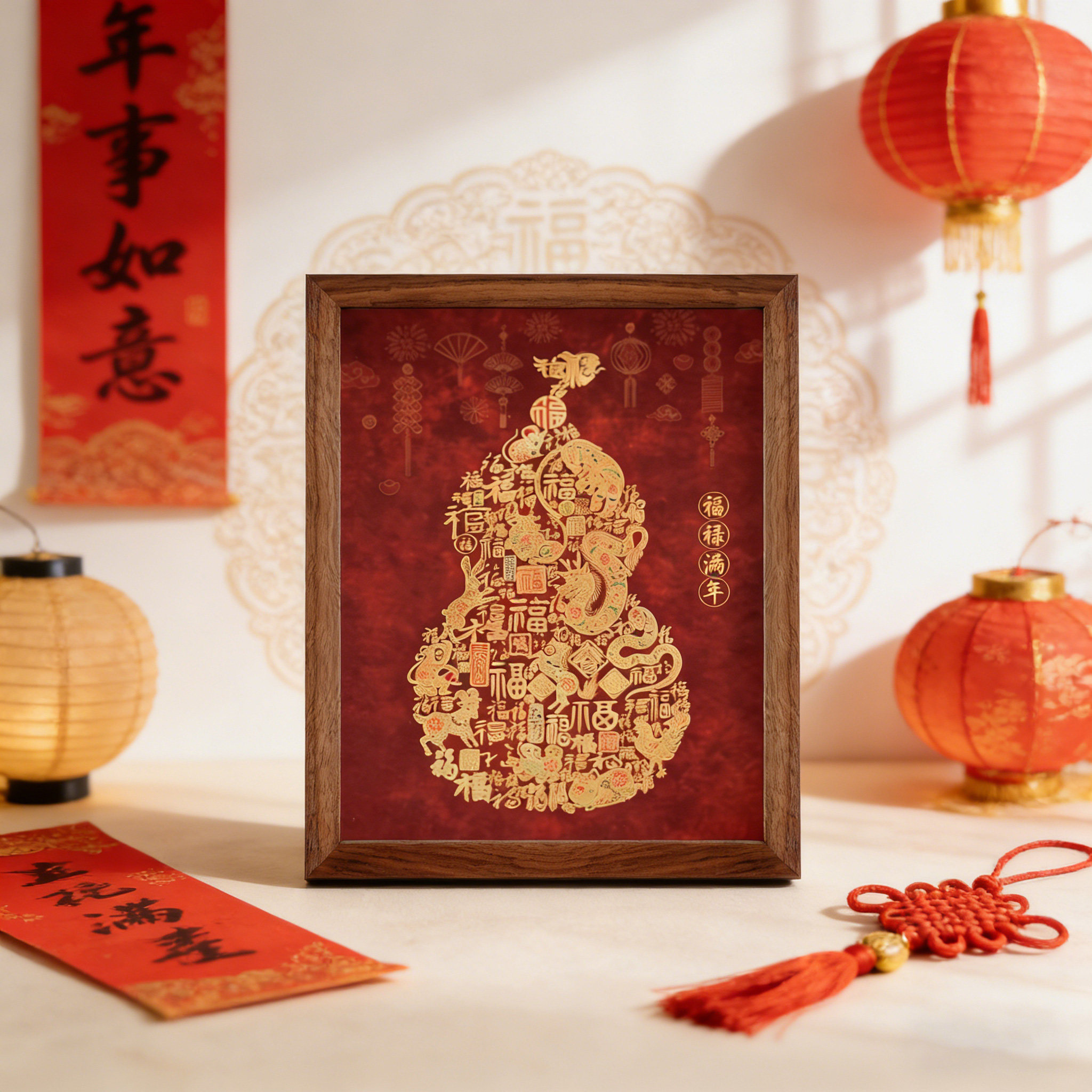 纯铜浮雕鎏金《十二生肖葫芦福》招财福禄桌面摆台相框装饰画摆件,家居饰品,桌面摆台画,淘宝优惠券,粉丝福利购,淘宝优惠卷