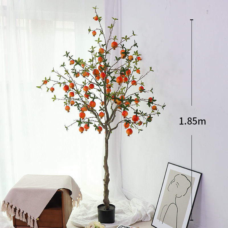 仿真石榴果树仿生假n花绿植植物盆栽室内客厅落地假树造景装饰摆