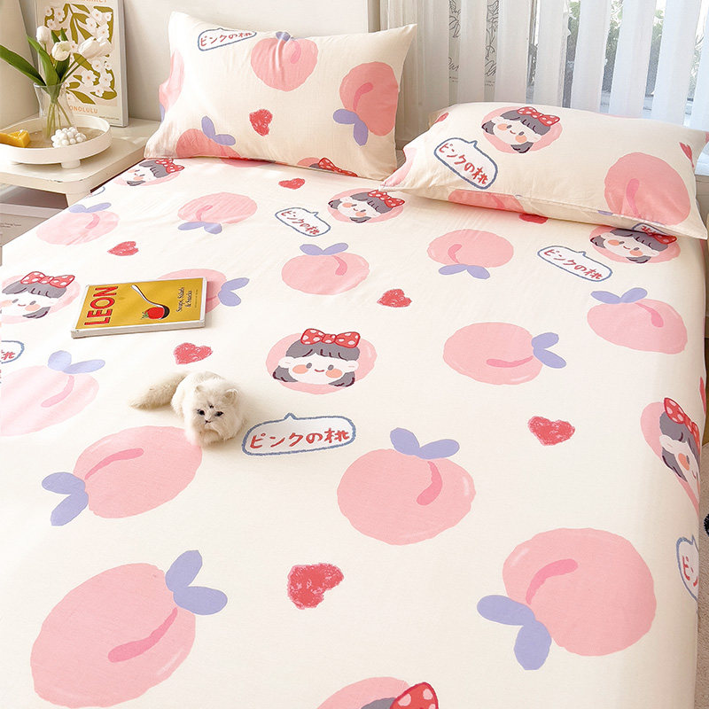 纯棉床单单件100全o棉被单三件套学生宿舍单人1.5米儿童女孩粉色2