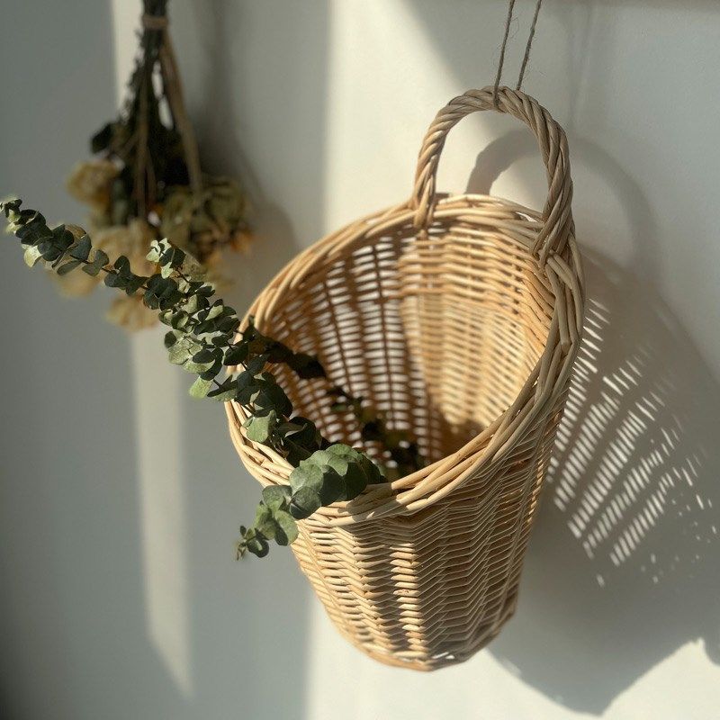 藤编壁挂篮厨房放生姜大蒜壁挂式杂物小篮M子手工编织创意收纳筐,收纳整理,壁式收纳盒,淘宝优惠券,粉丝福利购,淘宝优惠卷