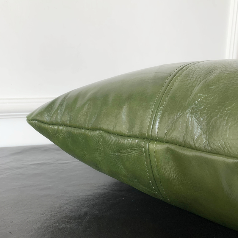 头层牛皮真皮抱枕美式客厅绿色油蜡皮腰枕M沙发靠背轻奢办公室靠