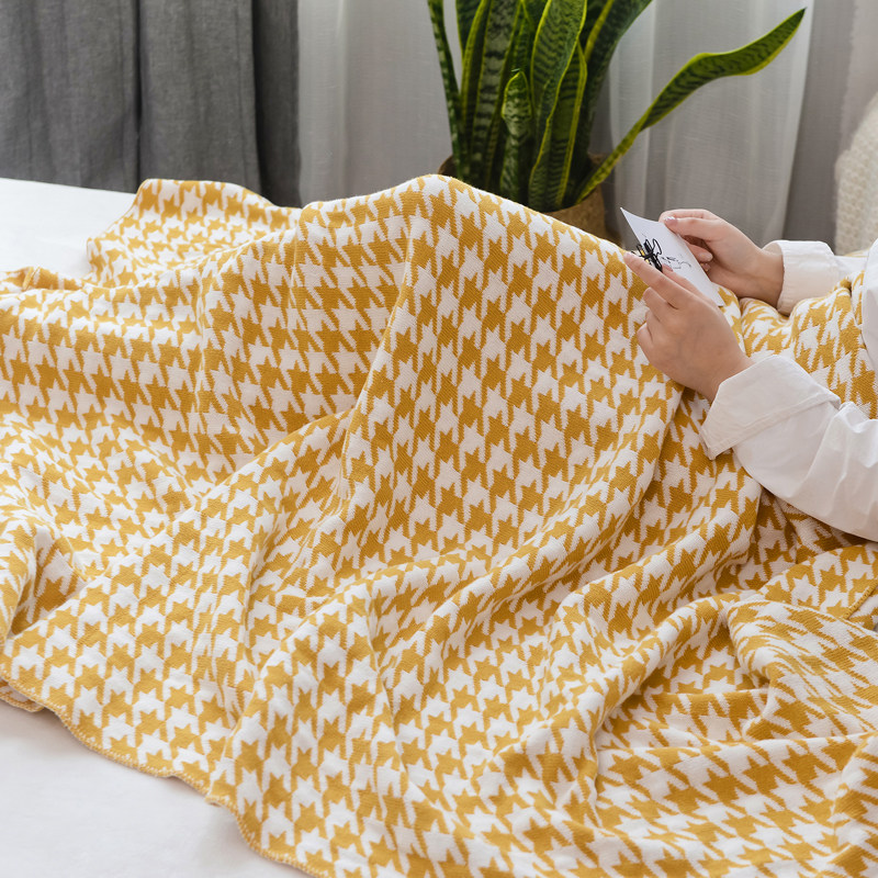 针织千鸟格毯纯棉毛线毯子办公室午睡空调盖毯沙S发春夏秋休闲毯,床上用品,休闲毯/毛毯/绒毯,淘宝优惠券,粉丝福利购,淘宝优惠卷