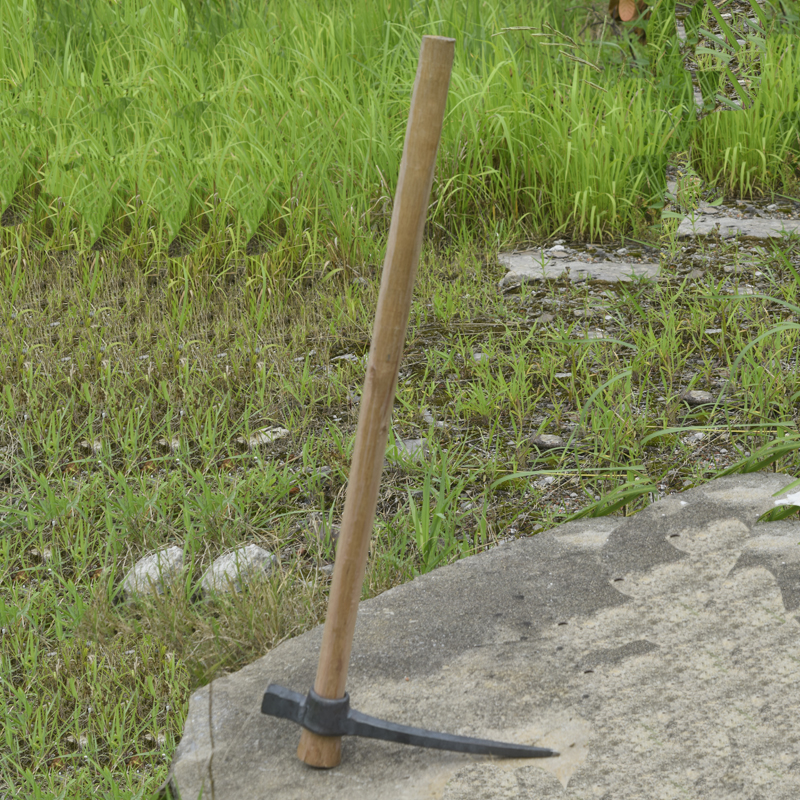 手工锻打轨道钢洋镐挖煤小石子地钉J镐一体成型锄头农用工具