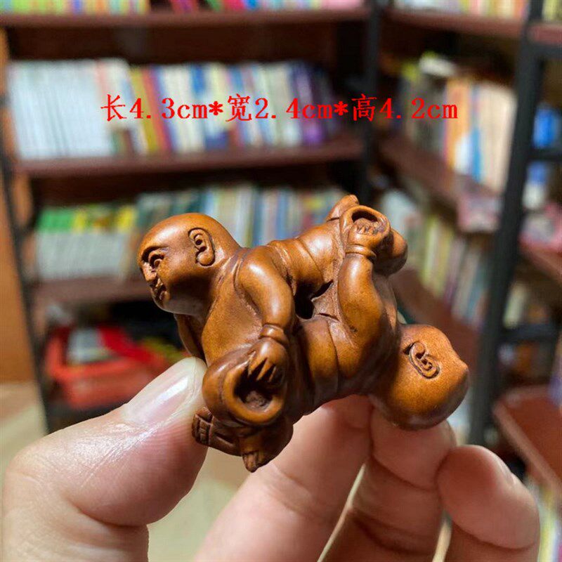 仿古小叶黄杨木雕小手把件摆件挂件挂饰观音N笑佛布袋佛小孩子童