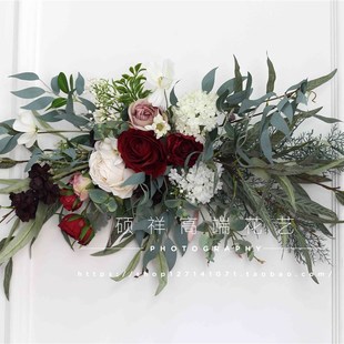 仿真花玫瑰门饰挂饰m创意墙饰壁饰婚礼迎宾台装饰森系橱窗室内摆