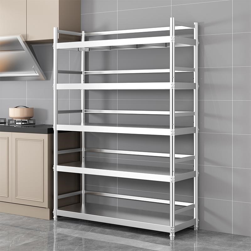 带围栏不锈d钢厨房置物架微波炉架家用收纳多功能储物架层架订做