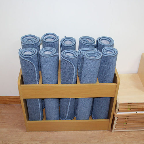 蒙氏工作毯架 蒙氏教具柜 幼儿园地毯柜 瑜伽N垫收纳架 整理包发