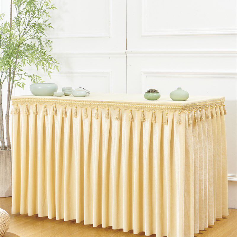 定做加厚金丝绒桌布家用桌裙商务活动桌套M办公会议室桌罩签到台