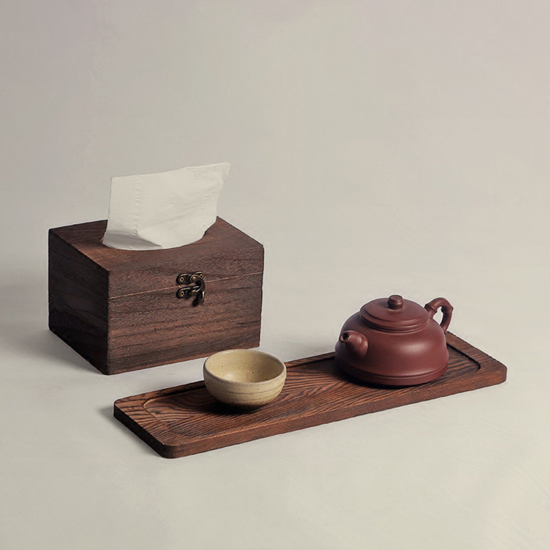 烧桐木纸巾盒 创意l车用客厅厕所实木抽纸盒 中式复古餐巾纸收纳,收纳整理,纸巾盒,淘宝优惠券,粉丝福利购,淘宝优惠卷