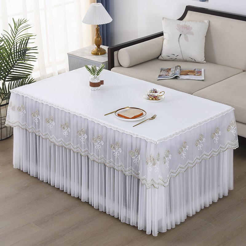 油蜡皮蕾丝餐桌茶几罩烤火桌罩套防I水防油免洗长方形电炉罩