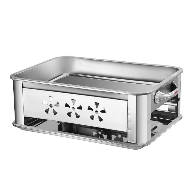 无磁不锈钢烤鱼h炉商用木炭家用碳烤长方形餐厅海鲜大咖盘烤鱼盘