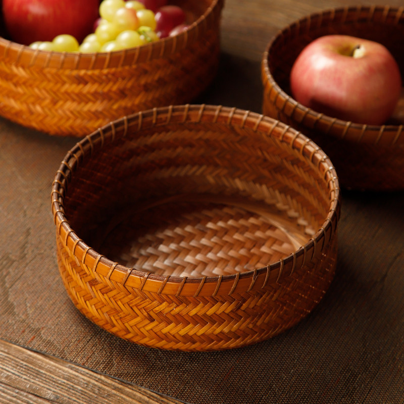 竹编水果盘藤编果篮中式茶点盘点心零食日式编织托t盘大号馒头筐,餐饮具,果盆/果盘/果篮,淘宝优惠券,粉丝福利购,淘宝优惠卷