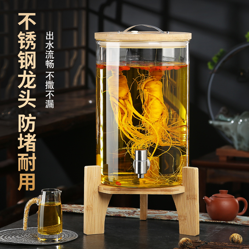 酒缸白酒坛子带龙头专用酿酒瓶家C用高档密封泡酒玻璃瓶人参药酒