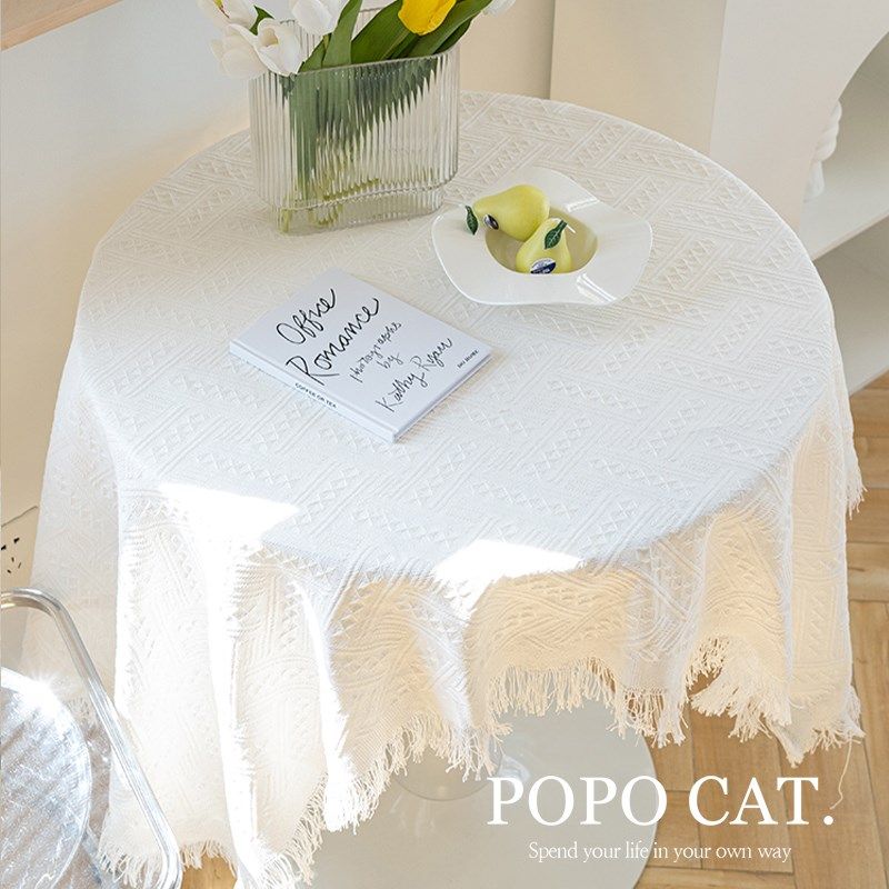 奶油风圆桌e桌布棉麻布艺茶几盖巾餐桌台布轻奢高级感拍摄装饰布,居家布艺,桌布,淘宝优惠券,粉丝福利购,淘宝优惠卷