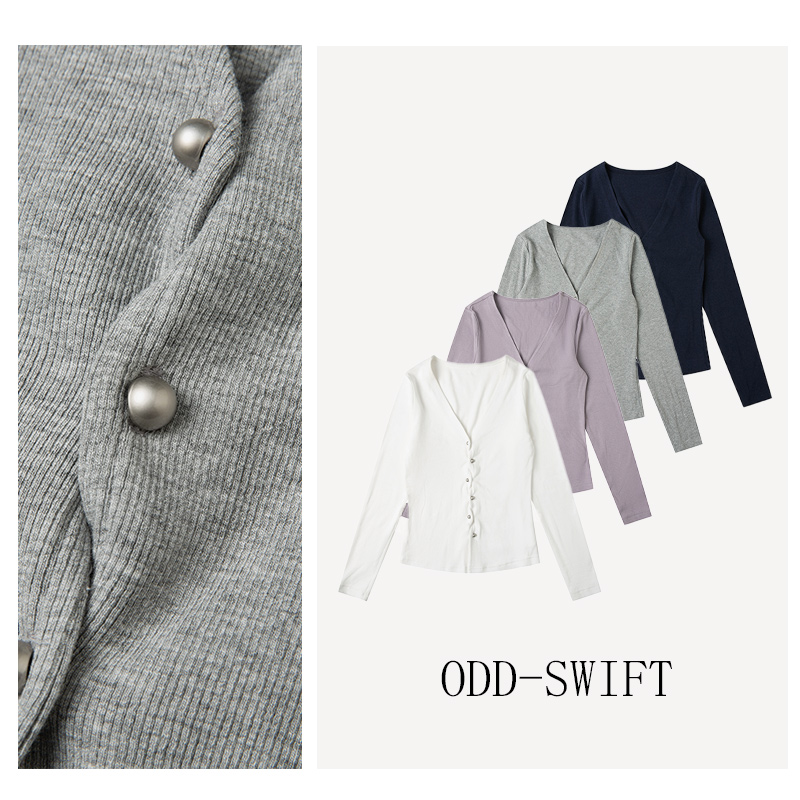 大欢欢 韩系秋季显瘦开衫针织V领打底衫-ODD8572