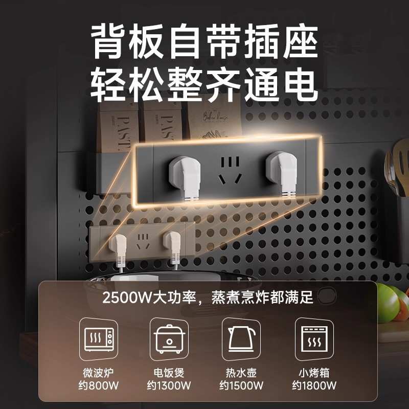 新款厨房置物架多功能洞洞板靠墙工作台微波炉锅具收纳架餐边橱柜
