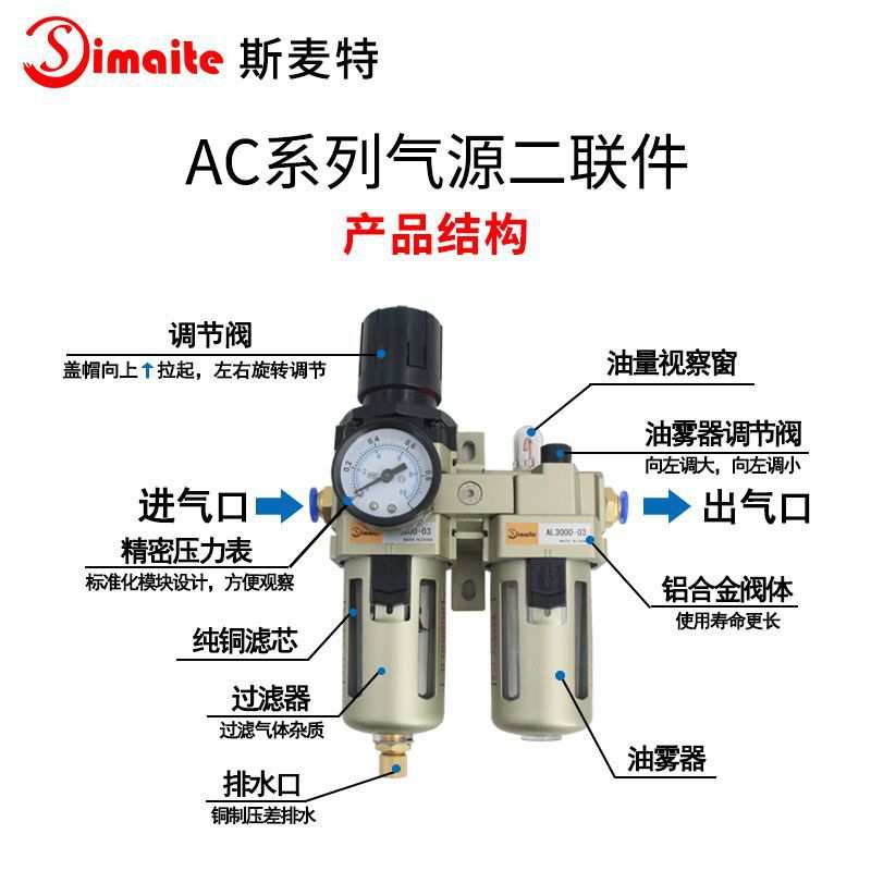 厂家供应气源二联件油水分离器AC2010气源分配过滤处理器当天发货