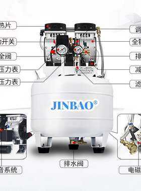 实验室空压机现货无油气泵超静音小型SLB35固定活塞式空气压缩机