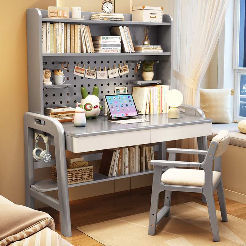 实木书桌简约家用儿童升降学习桌椅学生写字桌电脑桌办公桌