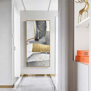 淡出 现代抽象风格客厅装饰画金箔黑色灰色壁画酒店玄关走廊挂画