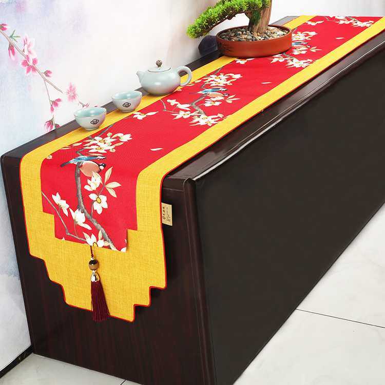 新中式电视柜盖布餐桌茶几桌旗桌垫中国风盖布长条布防尘罩