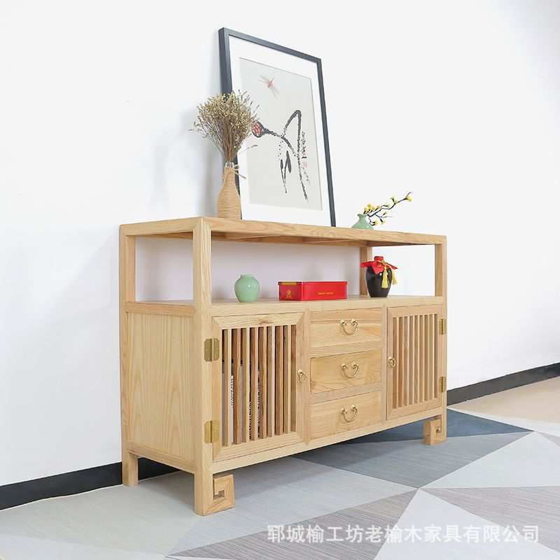 现代简约老榆木储物柜可以入户玄关柜三层抽屉柜客厅日式靠墙斗柜