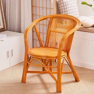 天然真藤编靠背椅老式老藤椅子老人太师椅藤条竹子竹椅腾椅小sω