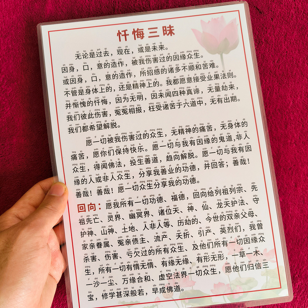 忏悔三昧A4过塑封卡易背
