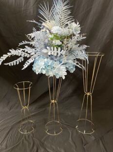 新款欧式电镀铁艺花器婚礼宴会主桌桌花器烛台开业庆典插花摆件