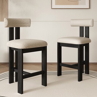 2026吧台椅中古风家用酒吧餐厅休闲高脚椅北欧设计师前台实木椅子