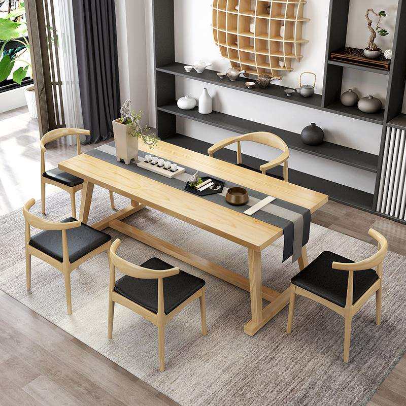 新中式实木茶桌椅组合办公室茶室会客泡茶桌椅家用客厅大板茶台