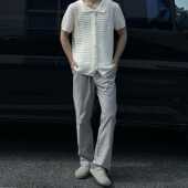 夏季 宽松梭织休闲裤 基础凉感面料弯刀褶皱bootcut版 型凉感夏季