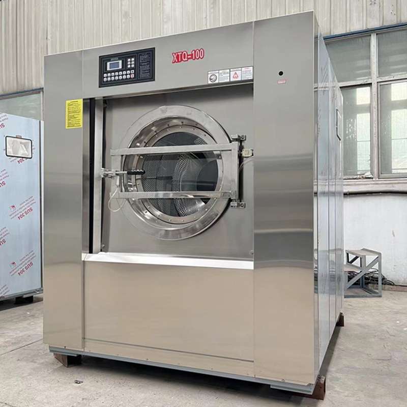大型工业洗衣机100KG不锈钢滚筒式洗脱两用水洗机全自动洗脱机