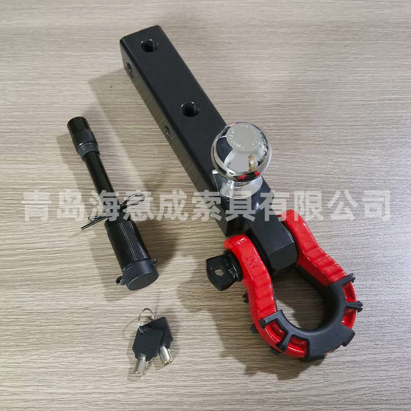 跨境热销锻造黑色方口拖车臂搭配多色32吨卸扣带防盗锁房车牵引钩