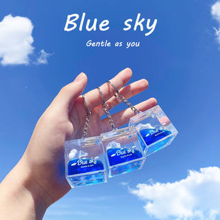 领养一朵云钥匙扣云朵解压毕业小礼物闺蜜创意治愈流体漂流瓶摆件