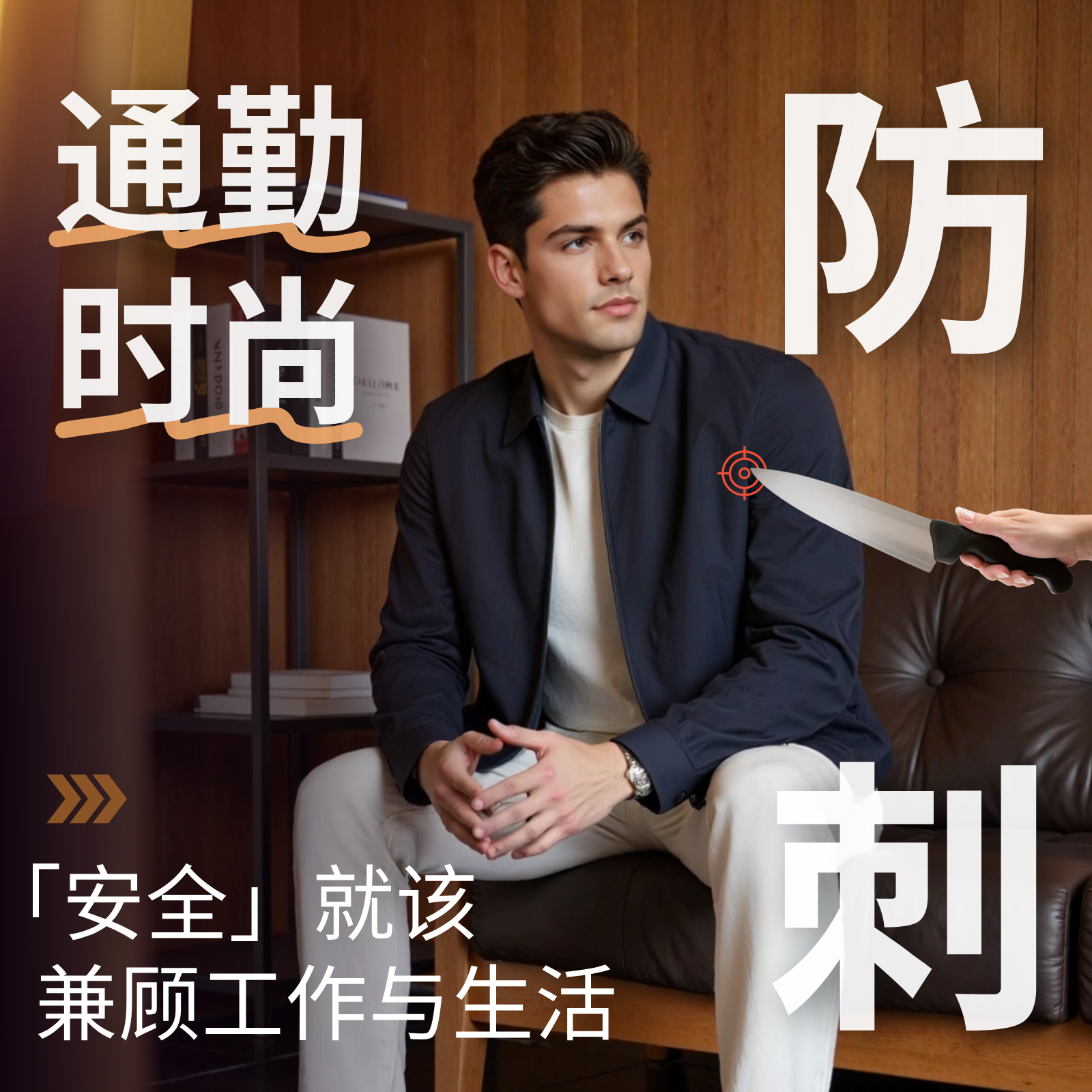 防刀割砍轻薄柔性行政防刺夹克