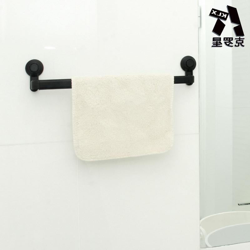 卫生间真空吸盘毛巾m架浴室无痕免打孔单杆毛巾架可伸缩置物浴巾